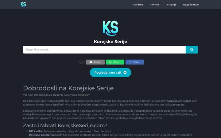 Ekrano kopija korejskeserije.com