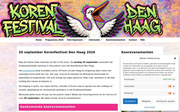 Screenshot of korenfestivaldenhaag.nl