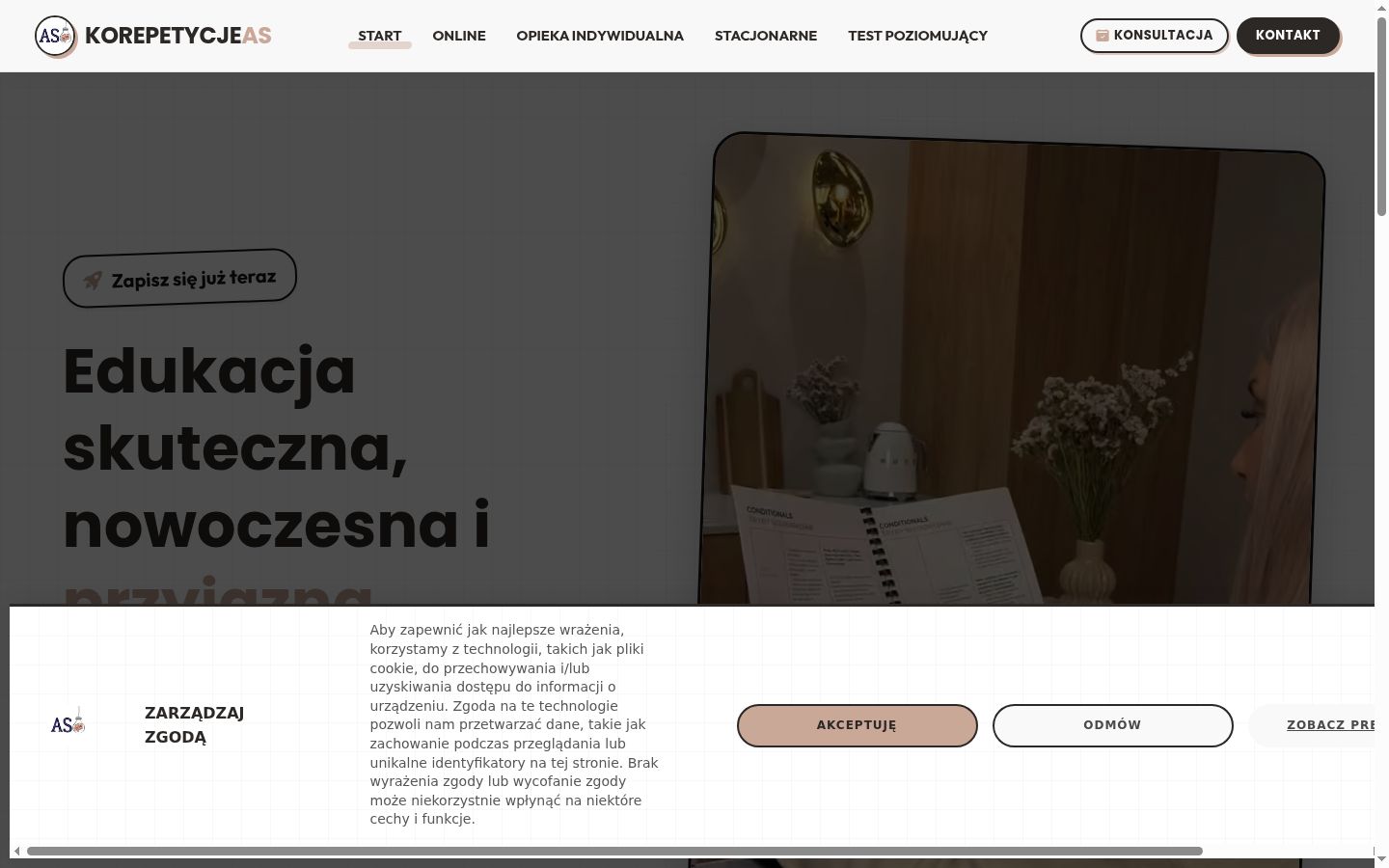 Zrzut ekranu banera zgody wyświetlanego przed jakąkolwiek interakcją