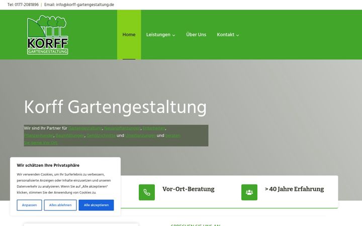 Screenshot of korff-gartengestaltung.de