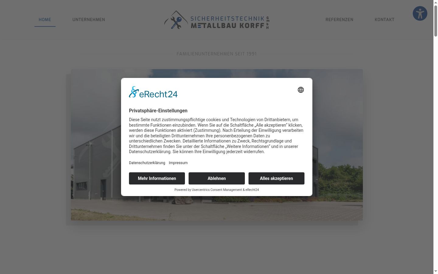 Screenshot del banner di consenso mostrato prima di qualsiasi interazione