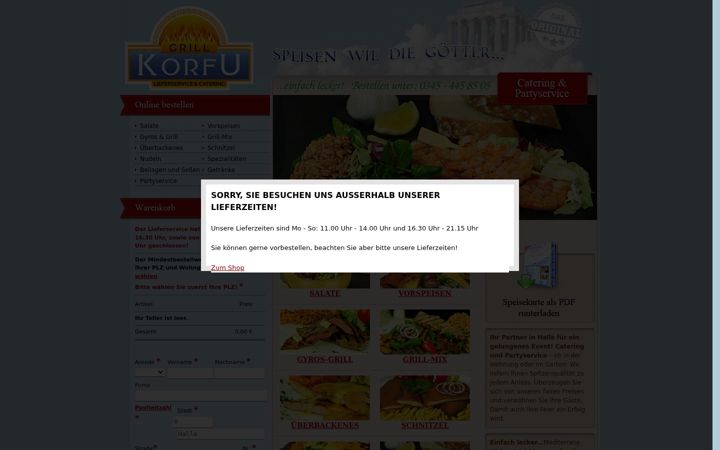 Screenshot of korfu-grill.de