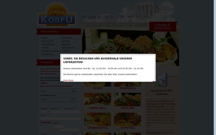 Screenshot of korfugrill-halle.de