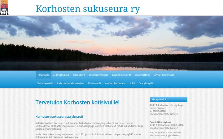 Screenshot of korhostensukuseura.fi