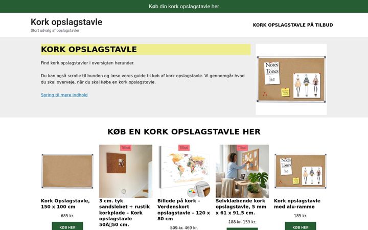 Screenshot of kork-opslagstavle.dk