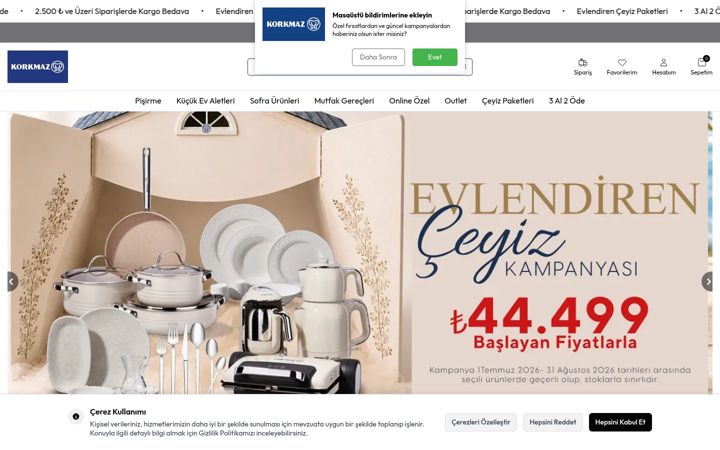 Screenshot of korkmazstore.com.tr