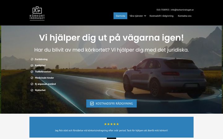 Screenshot of korkortindraget.se