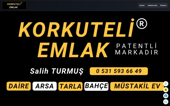 Screenshot of korkuteliemlak.com.tr