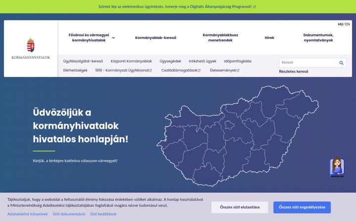 Screenshot of kormanyhivatalok.hu