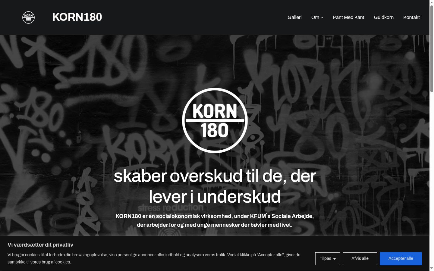 Skærmbillede af samtykkebanneret, som det blev vist før nogen interaktion