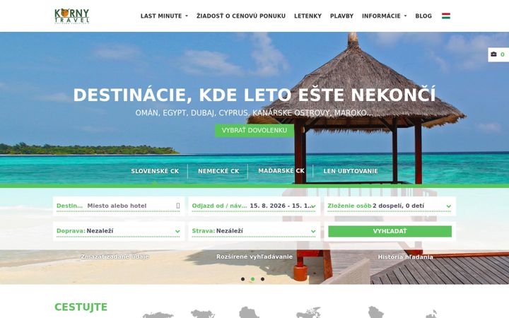 Screenshot of kornytravel.sk