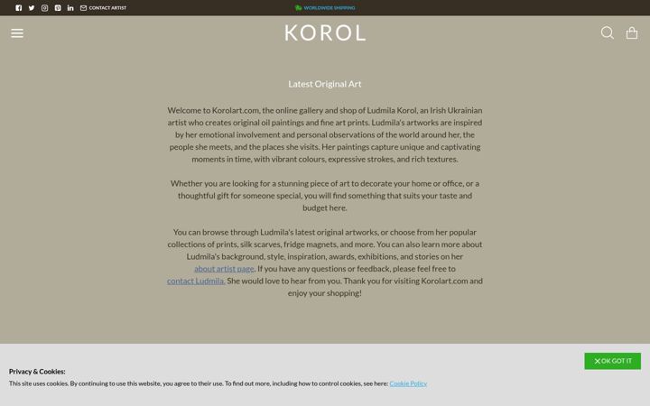 Screenshot of korolart.com