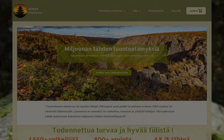 Screenshot of korpioutdoors.fi