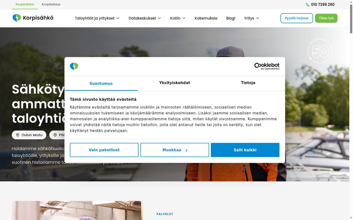 Snímek obrazovky baneru souhlasu zobrazeného před jakoukoli interakcí