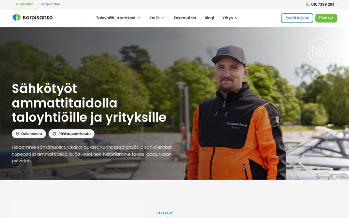 Screenshot of korpisahko.fi