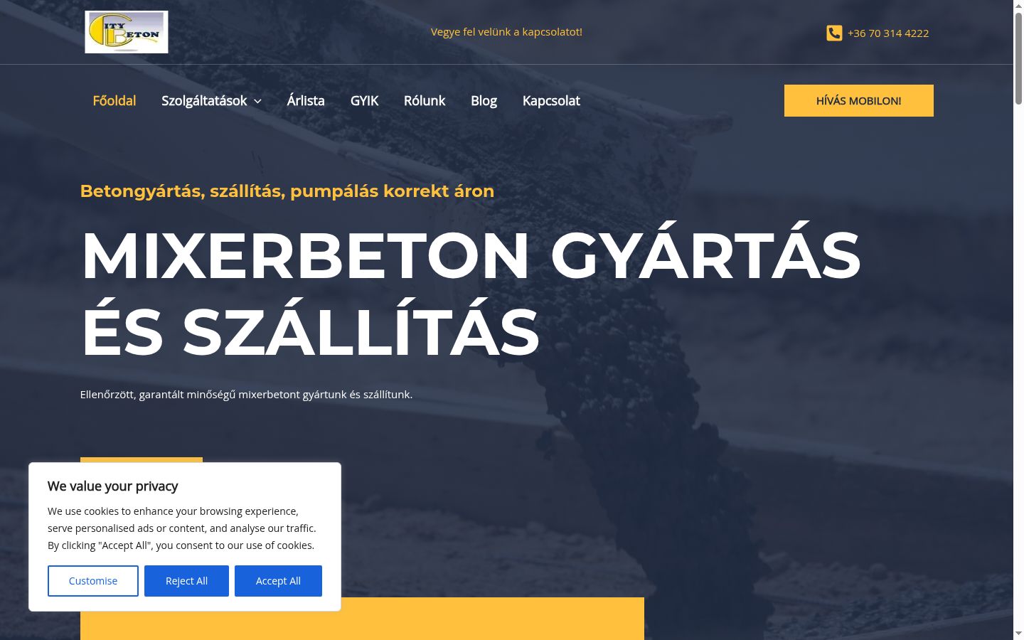 Screenshot del banner di consenso mostrato prima di qualsiasi interazione