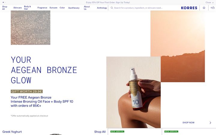 Screenshot of korres.com