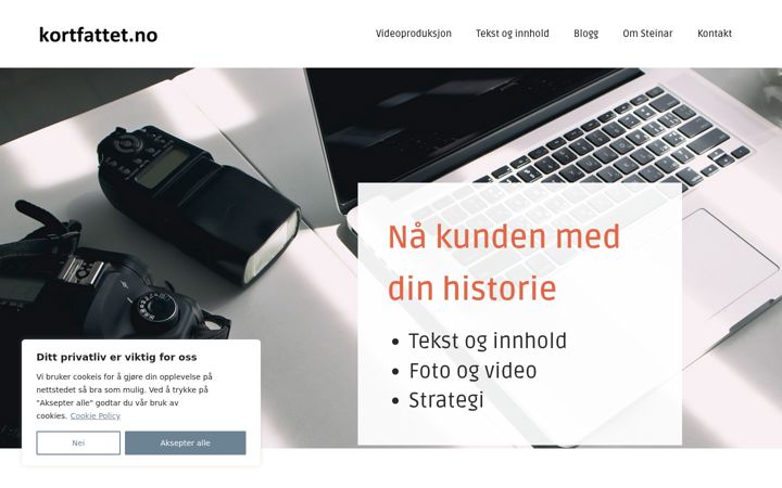 Screenshot of kortfattet.no
