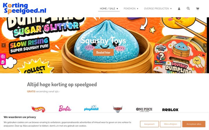 Screenshot of kortingopspeelgoed.nl