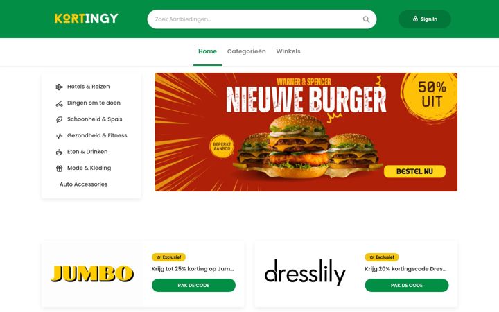 Screenshot of kortingy.nl