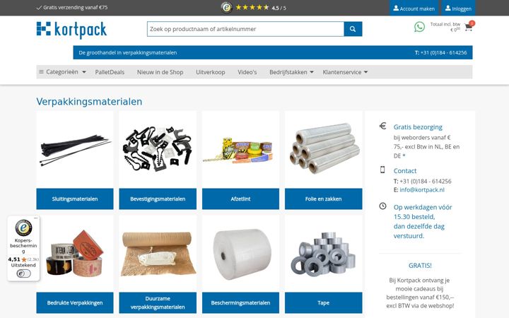 Screenshot of kortpack.nl