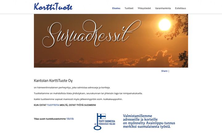 Skjámynd af korttituote.com