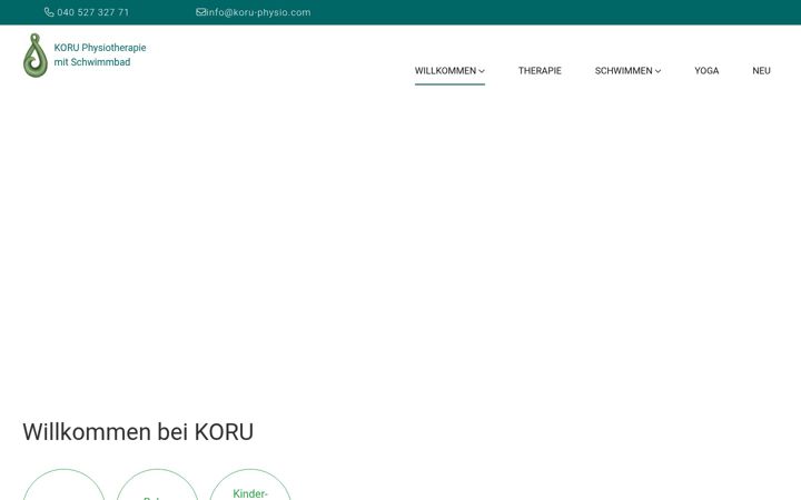 Skjámynd af koru-physio.com