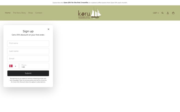 Screenshot of korucoffee.co.uk