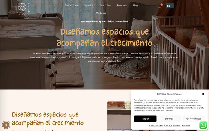 Screenshot of koruespacios.com