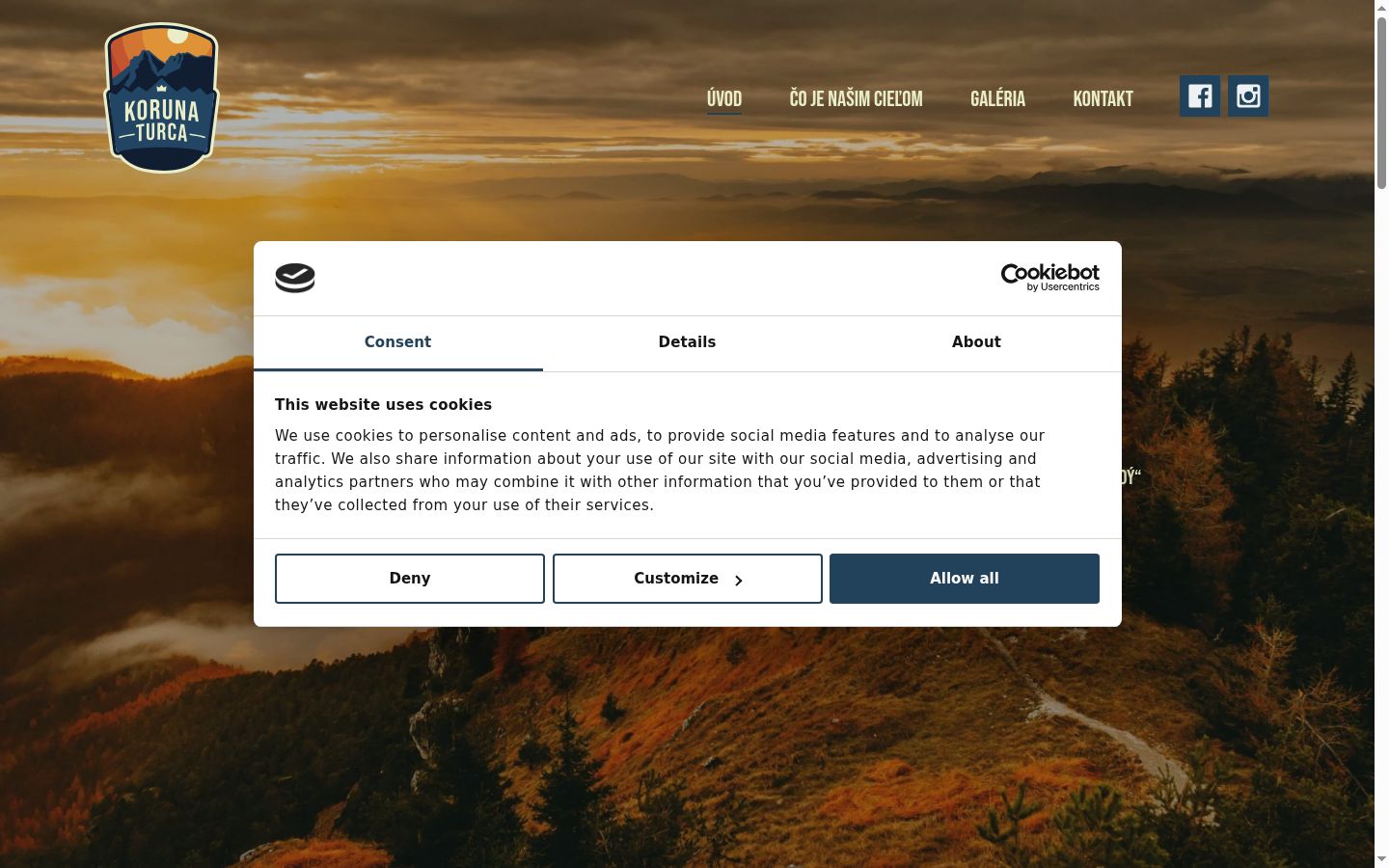 Screenshot del banner di consenso mostrato prima di qualsiasi interazione