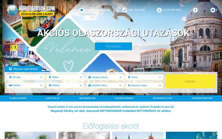 Screenshot of korutazasok.com