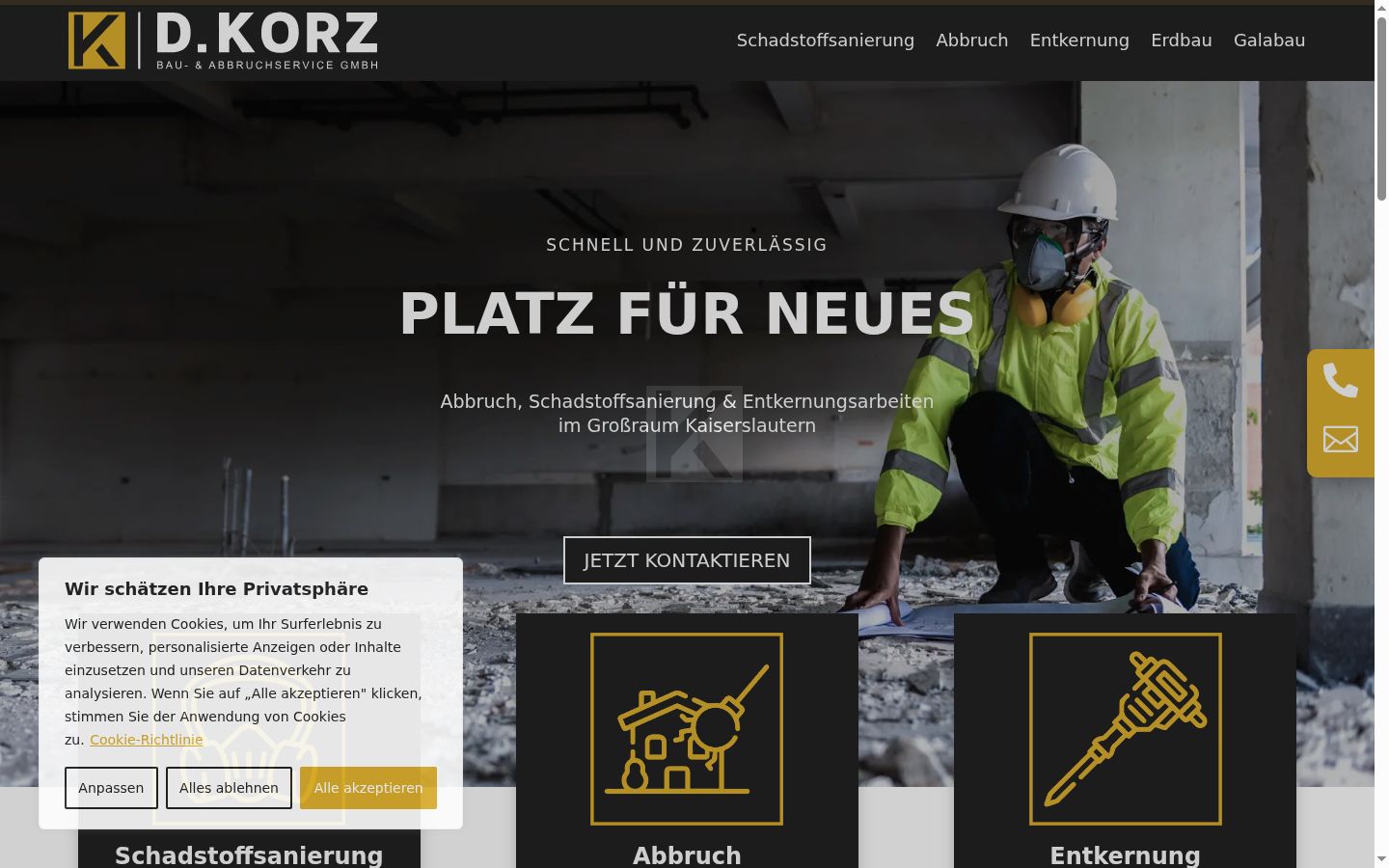Screenshot des Einwilligungsbanners vor jeglicher Interaktion