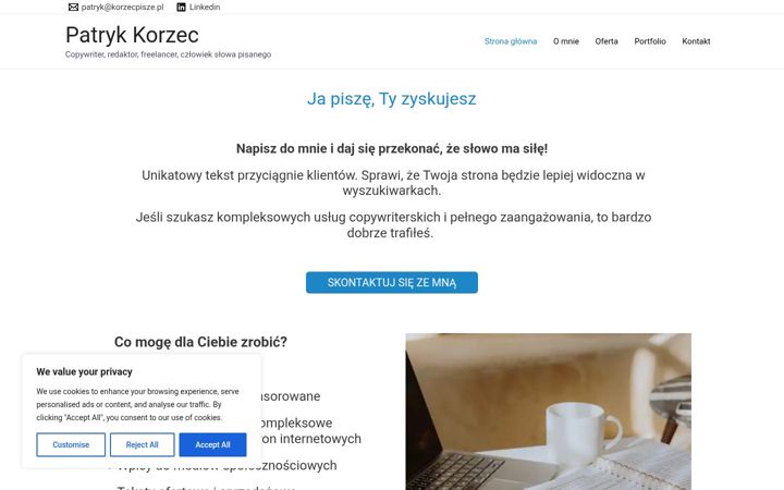 Screenshot van korzecpisze.pl