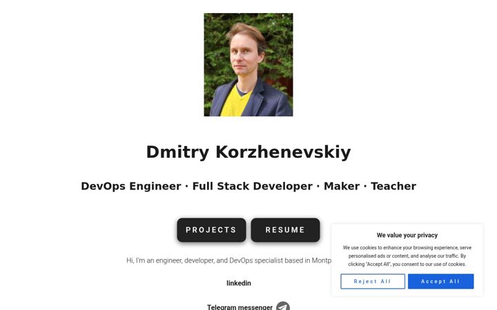 Screenshot von korzhenevskiy.com