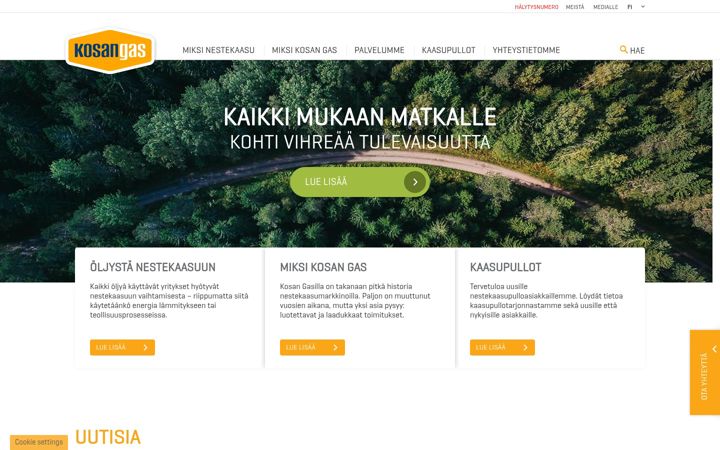 Screenshot of kosangas.fi