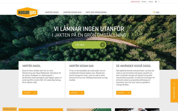 Screenshot of kosangas.se