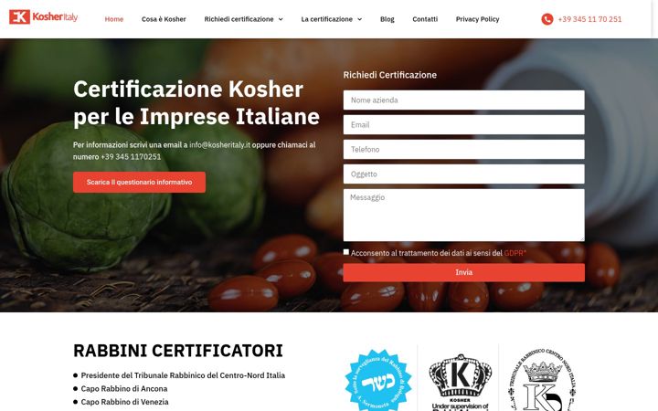Screenshot of kosheritaly.it