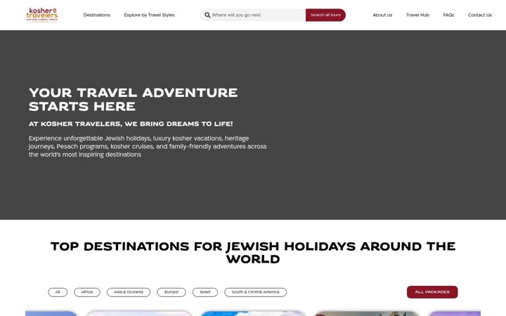 Screenshot of koshertravelers.com
