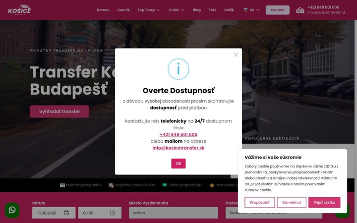 Screenshot of kosicetransfer.sk