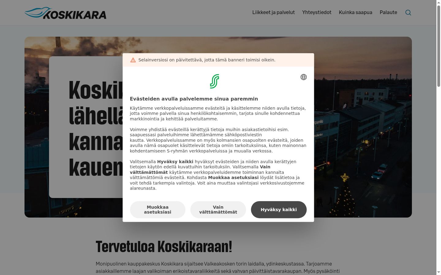 Screenshot des Einwilligungsbanners vor jeglicher Interaktion