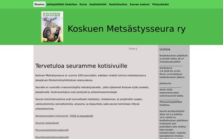 Screenshot of koskuenmetsastysseura.fi