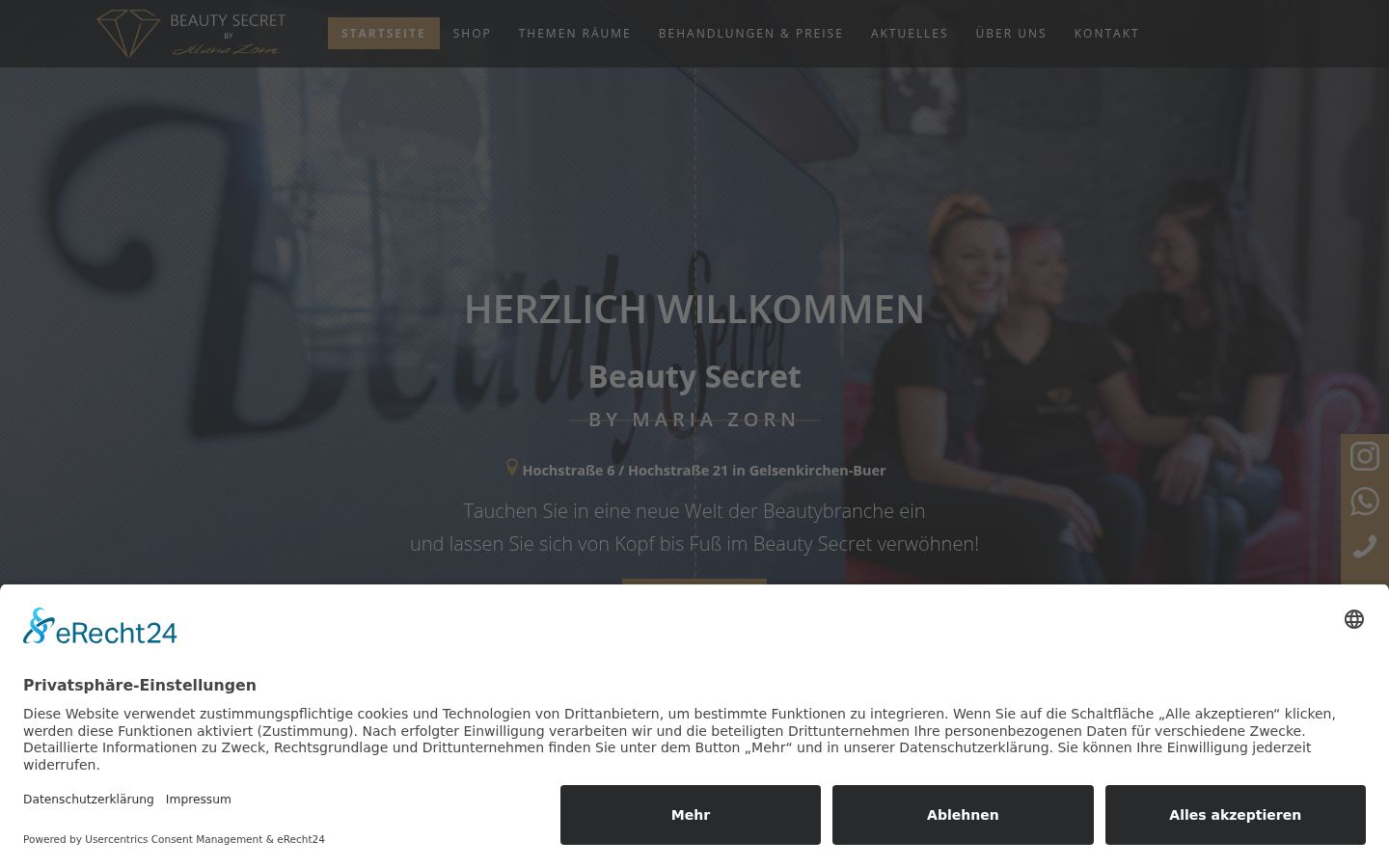 Screenshot des Einwilligungsbanners vor jeglicher Interaktion