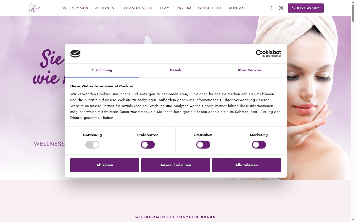 Screenshot of the consent banner shown before any interaction