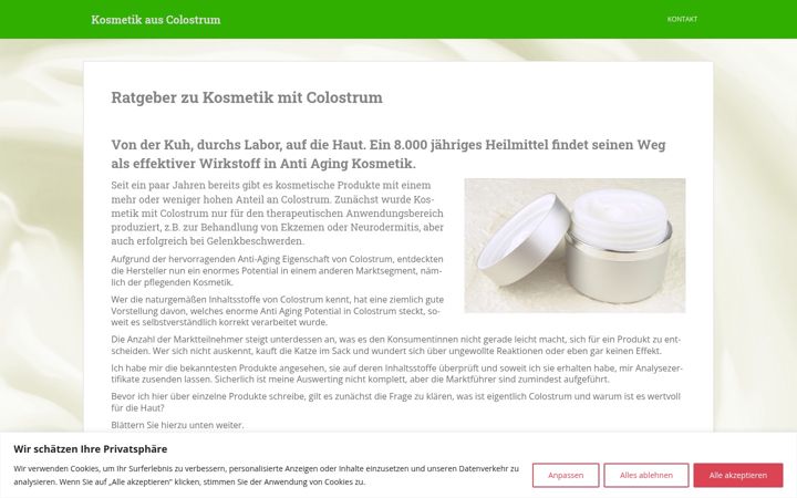Screenshot of kosmetik-colostrum.de