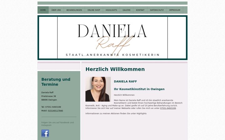 Screenshot of kosmetik-daniela-raff.de