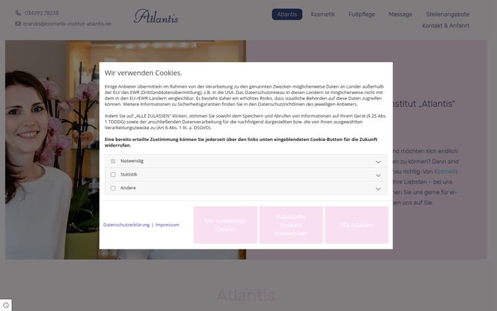 Screenshot of kosmetik-institut-atlantis.de