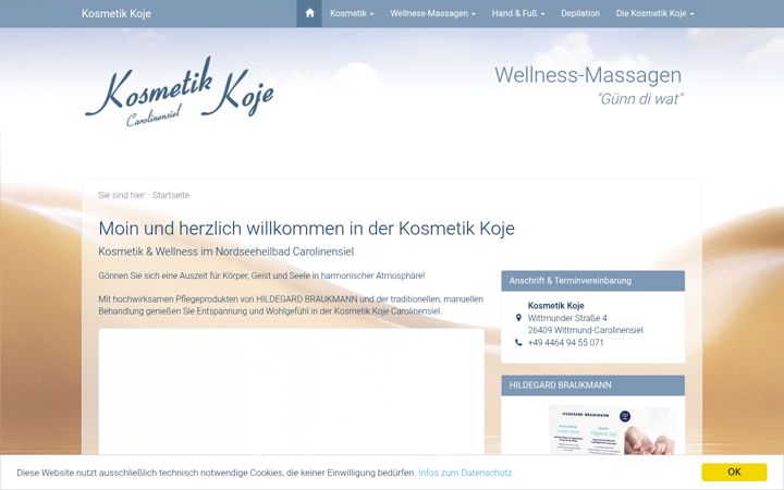 Screenshot of kosmetik-koje-carolinensiel.de