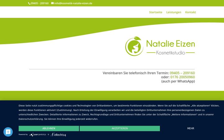 Screenshot of kosmetik-natalie-eizen.de