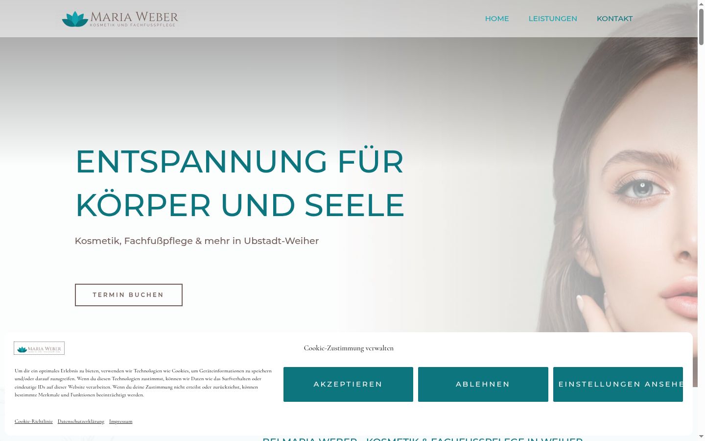 Screenshot des Einwilligungsbanners vor jeglicher Interaktion