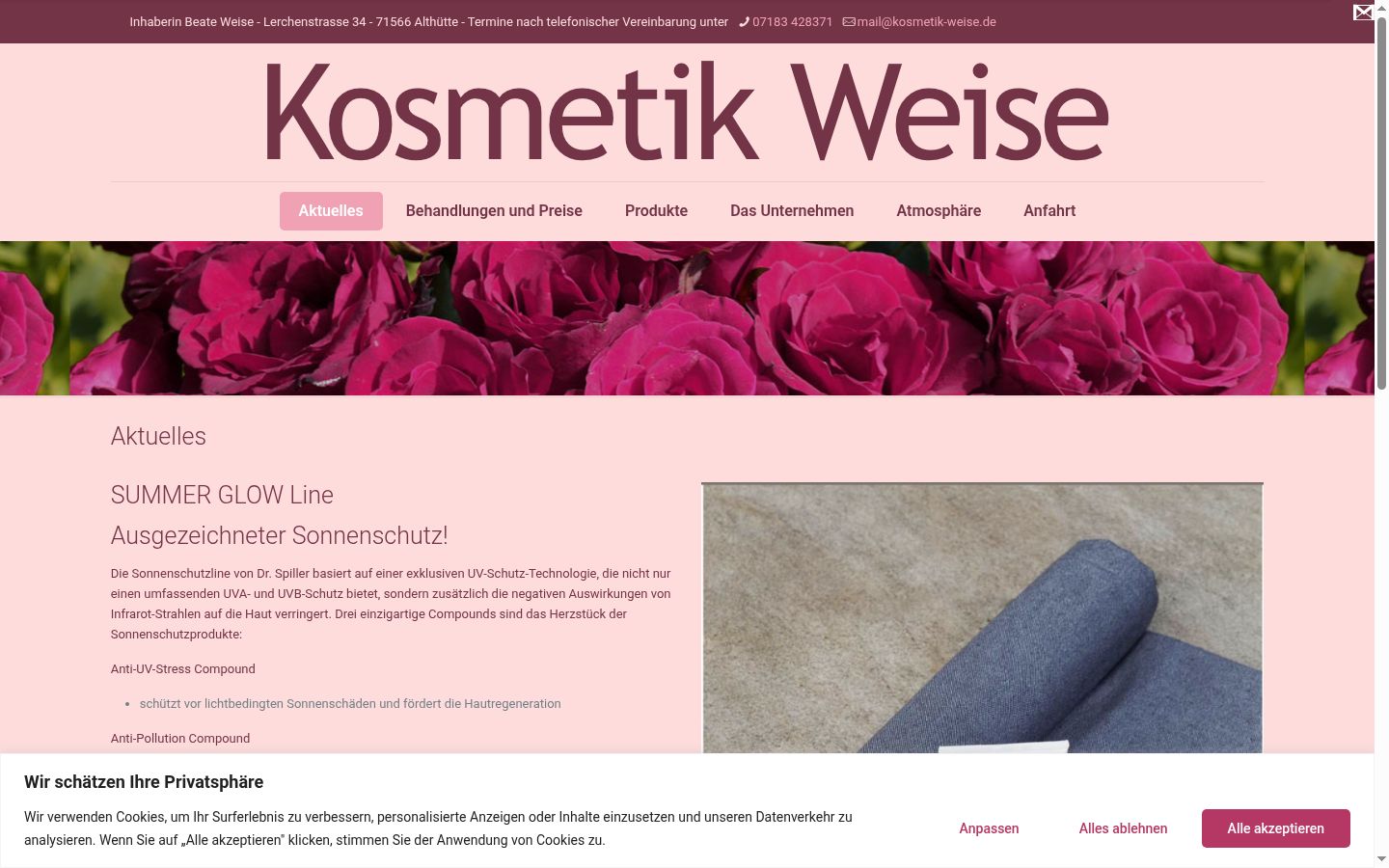 Screenshot des Einwilligungsbanners vor jeglicher Interaktion